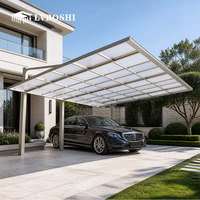 Abri de voiture moderne, simple et durable en aluminium pour extérieur, avec toit plat en polycarbonate résistant à la lumière du soleil et à la pluie, pour garage ou abri de voiture.