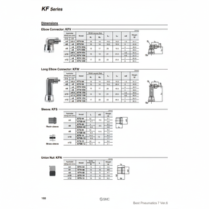 Raccords d'insertion pneumatique SMC KFV-08N pièces pneumatiques - Product Image 1