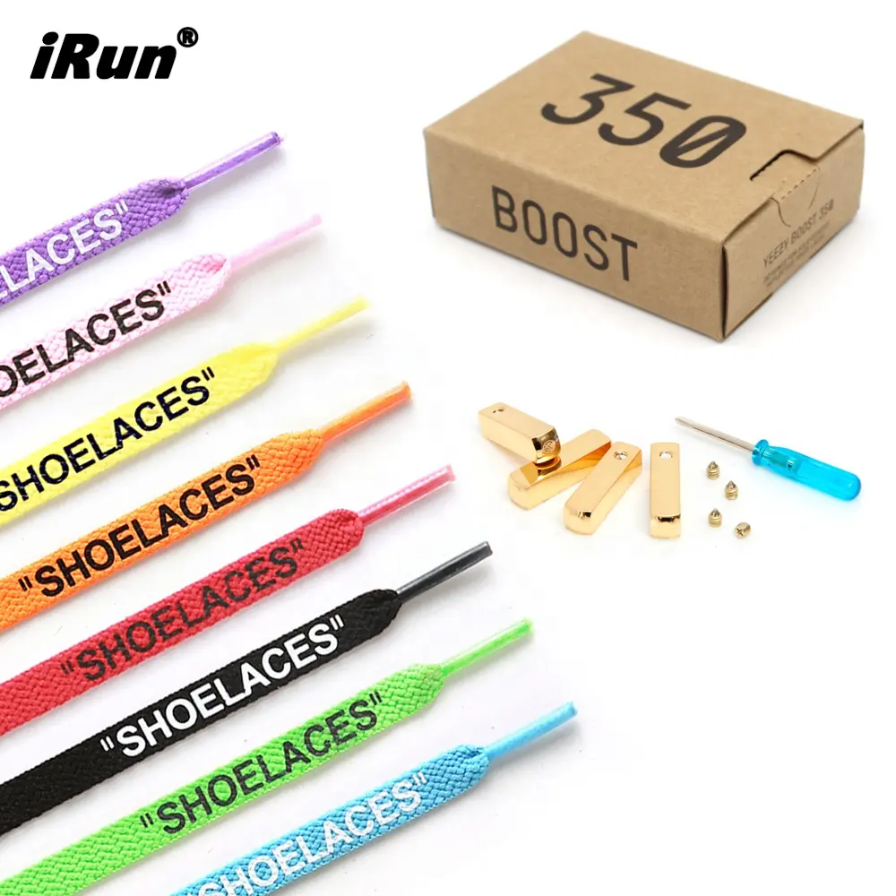 iRun Custom Shoe Laces Company Name On The Flat Print Shoelaces with Engraved Logo Tips Shoelaces Box Package for Running Shoes