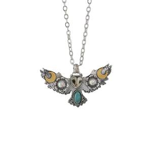 Creative Retro Silvery <strong>Owl</strong> Pendant <strong>Necklace</strong> Artificially Synthesized Synthetic Gemstonestone Pendant <strong>Necklace</strong> - Product Image 4