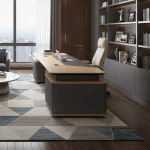 ชุดโต๊ะทำงานผู้บริหารไม้ขนาดใหญ่สไตล์โมเดิร์น สำหรับสำนักงานที่บ้านและอาคารสำนักงาน - Product Image 1