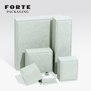 Caja de Regalo para Joyería con Logotipo Personalizado Forte Packaging, Caja de Empaque de Joyería de Cuero PU Verde de Alta Gama, Cajas de Joyería de Anillos de Moda de Lujo - Product Image 6