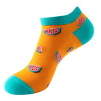 Coffret cadeau personnalisé à motif de pastèque paquet de chaussettes nouveauté vente en gros de chaussettes mignon court bateau cheville chaussettes de bateau mignonnes pour femmes