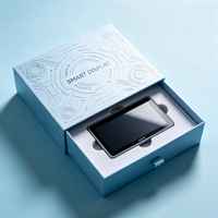Boîte à ouverture latérale avec impression laser irisée et insert en mousse noire pour écran intelligent, cadeau électronique haut de gamme