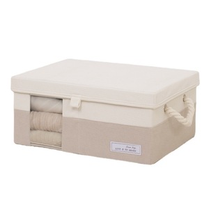 Rice Grain Grid Color Block <b>Storage</b> <b>Box</b> Beige Gray Rectangle Cloth Organizer for Clothes Toys Desktop <b>Drawer</b> Type Wardrobe - Product Image 5