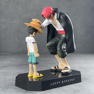 Figurines PVC Luffy au chapeau de paille et <span class=keywords><strong>Shanks</strong></span> aux cheveux roux pour collection, jouets de voiture et de bureau - Product Image 4