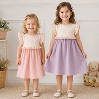 Nouvelle Robe d'été 2026 pour Petites Filles, en Gaze 100% Coton, avec Volants et Patchwork, Douce pour la Peau, Vêtements pour Tout-Petits, Vente en Gros Personnalisée