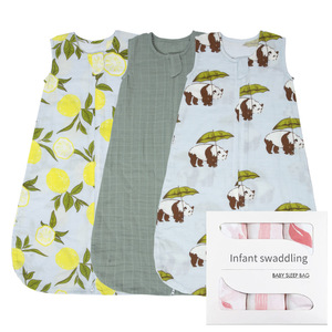 Saco de dormir de muselina de algodón de bambú NLAN, cómodo saco de dormir sin mangas para bebé con cierre de cremallera para <span class=keywords><strong>recién</strong></span> nacidos y niños pequeños - Product Image 4