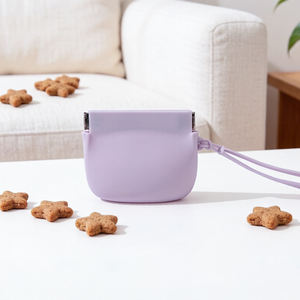 Sac à friandises pour chien en silicone, vente en gros, sac à nourriture portable imperméable, conteneur de collations de voyage avec clip pour chiot, chat, camping, randonnée - Product Image 1