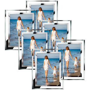 Sparkly Mirrored 5x7 6x8 8x10 <b>A4</b> Glass Photo <b>Frames</b> Glitter Crystal Silver Photo <b>Frames</b> <b>for</b> Wedding <b>Frames</b> <b>for</b> Home Family Party - Product Image 1