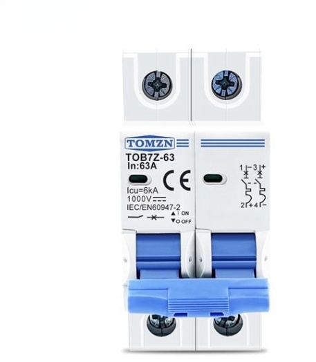 Factory Sales Circuit Breaker 2 PoleS 2P 63a 1500V 1000V Dc Breaker for Solar Panels Mcb