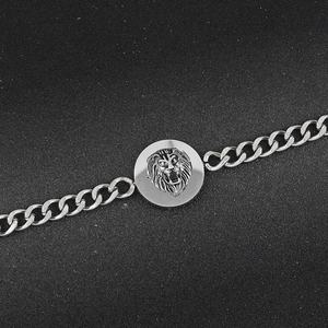 Accesorios de Joyería Hip Hop Punk, Cadena de Acero Inoxidable con Diseño de Cabeza de León, Chapado en Plata, Pulseras de Moda para Hombre - Product Image 2