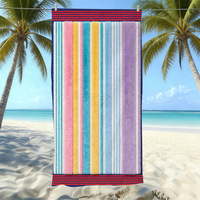 Hot Selling Striped Print Microfiber Beach Towel Sand Free Quick Dry Adult Swimming Bath Towel Support Custom Logo Pattern