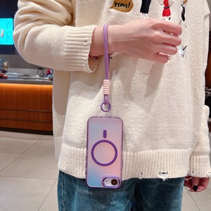 Estuche translúcido colorido degradado para <span class=keywords><strong>IPhone</strong></span> <span class=keywords><strong>12</strong></span> 13 14 15 16 Pro Max 16E Carga inalámbrica Cubierta de <span class=keywords><strong>cuerda</strong></span> colgante magnética fuerte - Product Image 2