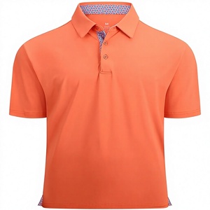 Men's <b>Orange</b> Short Sleeve <b>Polo</b> Shirt Solid Color Knitted Quick Dry Casual Fit Regular Length - Product Image 1
