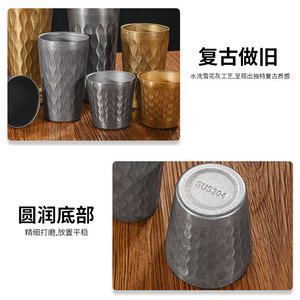 Stainless Steel Tumbler 304 Straight Cup Hammered Texture Party Beverage Cup - Product Image 5
