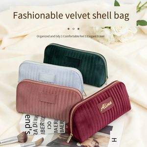 Nueva Bolsa de Maquillaje Acolchada de Terciopelo, Bolsa de Cosméticos de Viaje de Gran Capacidad, Bolsa de Aseo Portátil con Cierre - Product Image 2