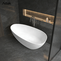 Baignoire Adak personnalisable en surface solide, moderne, autoportante, pour immersion, finition mate/brillante, pour appartement/villa, avec drain