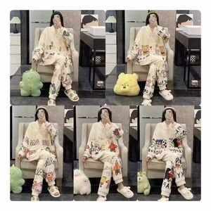 Factory Direct Wholesale Casual Satin Pajamas New Design <strong>Elastic</strong> Waist <strong>Closure</strong> <strong>Buttoned</strong> <strong>Closure</strong> Solid for Home Use - Product Image 1