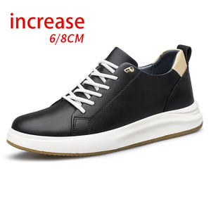 Chaussures pour hommes invisibles augmentant la taille de 8 cm, chaussures de sport et de loisirs respirantes, toutes saisons, en cuir véritable - Product Image 1