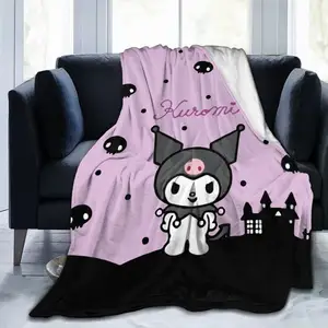 Kawaii Sanrioed coperta di lana di corallo Kuromi carino gattino ufficio pausa pranzo coperta ispessita riscaldamento lenzuolo Anime serie regali