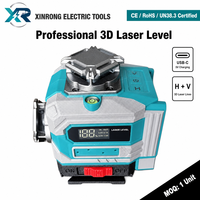 Niveau laser 3D auto-nivelant ligne verte H/V, rechargeable USB-C 5V avec affichage de la batterie pour carrelage et charpente murale