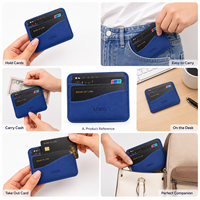 Dompet Kartu Kulit PU Minimalis Tipis Anti RFID dengan Logo Kustom untuk Hadiah