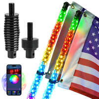 Lampe LED RGB télécommandée 3FT pour antenne de voiture, mât de drapeau, avec effets de poursuite de couleur et stroboscopiques, pour camion, SUV, moto