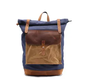 high quality canvas vintage backpack manufacturer fashion travel waxed coated retro rucksack custom unisex canvas backpack