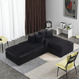 Double Single Side Arm Compression Recliner Sofa Black Square <b>Convertible</b> Set for Apartment Use - Product Image 4