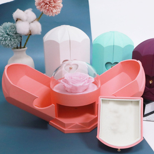 Sevgililer Günü Kalıcı Sonsuz Çiçek Akrilik Mücevher Hediye Kutusu Kolye Yüzük Çekmeceli Korunmuş Gül Melek Kanatları - Product Image 4