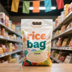 Chine Sac de riz en plastique en matériau laminé personnalisé1 kg 2kg Sacs d'emballage de riz à fond plat de qualité alimentaire avec poignée - Product Image 2