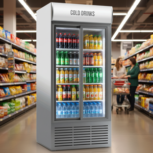 Refrigerador vertical para bebidas, puerta de vidrio doble, 1068 L, Comercial - Product Image 3