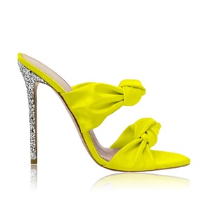 2024 estate tendenza moda lusso Mules sandalo in raso <span class=keywords><strong>con</strong></span> Glitter tacco a matita per le calzature da donna - Product Image 4