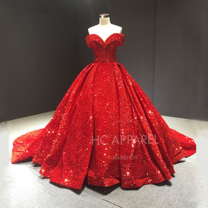 Glanzend off-shoulder baljurk met zware borduursels, lange avondjurk voor gala's met empiretaille - Product Image 3