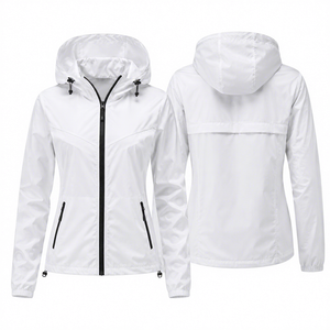 Men's Women Hooded Windbreaker <b>Jacket</b> <b>Lightweight</b> Zipper Closure Casual <b>Summer</b> Outdoor Wear - Product Image 5