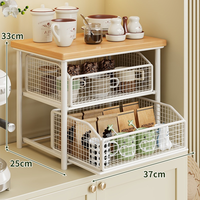 Organisateur de bar à café multi-niveaux, support de machine à café pour comptoir avec tiroir, rangement pour dosettes de café, capsules et sachets de thé