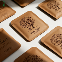 Kit de filtres à café en papier kraft personnalisés avec boîte, ensemble de sachets écologiques pour torréfacteurs spécialisés, style illustration linéaire