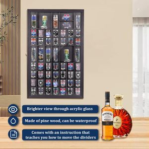 New Design Wholesale 70 Slot Shot Display Case Removable Giant Whiskey Cup Shadow Box Frame with UV Protection Acrylic Door - Product Image 5
