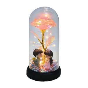 ดอกกุหลาบอะคริลิคในกล่องพร้อมไฟ LED ของตกแต่งโต๊ะทำงาน - ของขวัญสำหรับหลายโอกาส (วันวาเลนไทน์ วันแม่) - Product Image 2