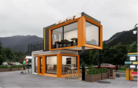 Kedai Kopi Kontainer Rumah Kafe Luar Ruangan Hemat Biaya Struktur Baja Layanan Terkenal di Internet yang Dapat Disesuaikan