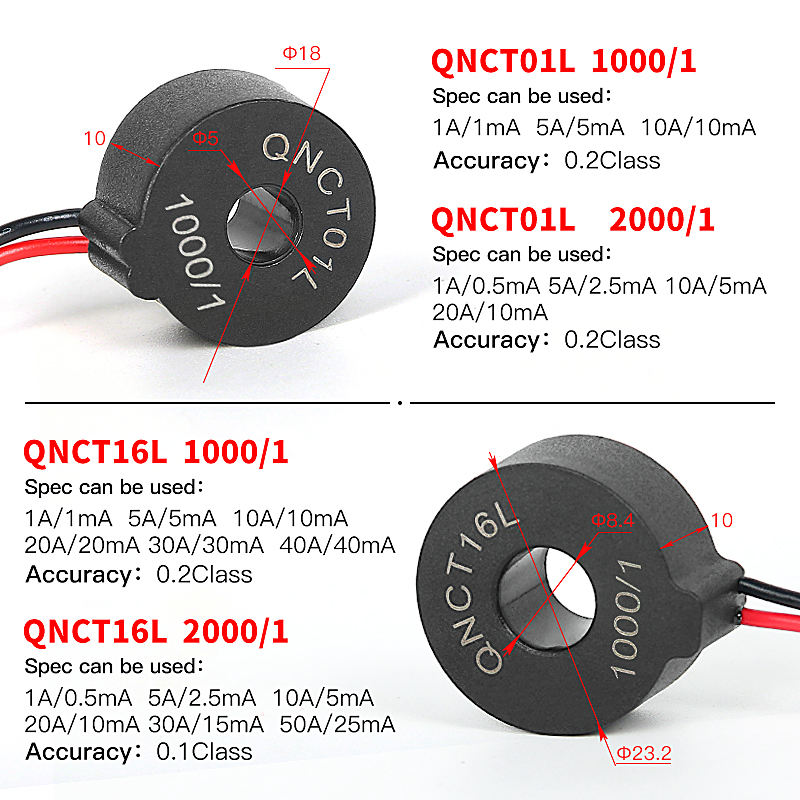Small AC Current Transformer Ring Type CT QNCT17L 10mA 20A 20mA 30A 15mA 50A 25mA 100A 50mA 2000 Micro Current Transducer Sensor