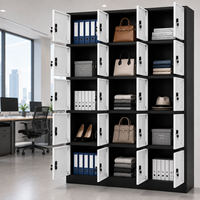 Armoire de rangement métallique à 15 compartiments avec serrure à clé, emballage KD, pour salle de sport, école, lieu de travail, usage personnel du personnel (OEM ODM)