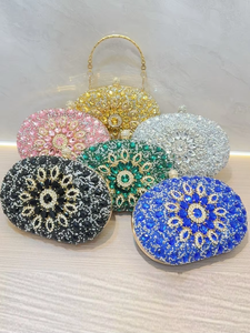 New Cross-border Polyester Women's European-American Retro Handbag Diamond-encrusted <b>Small</b> Clutch Crossbody Evening <b>Bag</b> Tanjing - Product Image 2