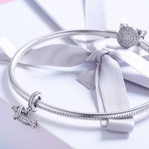 Fábrica 925 plata esterlina perro amapola Dachshund redondo CZ piedra deslumbrante cuentas brillantes para dama marca encanto pulsera SCC709 - Product Image 3