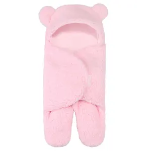 定制熊耳蓬松婴儿毯襁褓0-5岁婴儿睡袋