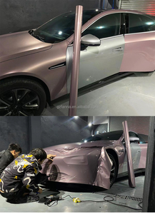 Pegamento de baja viscosidad de 1,52*17m, película de envoltura de vinilo para coche rosa con bayas de hielo metálicas ultrabrillantes, rollo de vinilo para envoltura de coche - Product Image 4