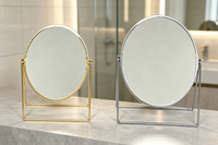 Miroir de maquillage en métal avec plateau de rangement, 360 °   Miroir rotatif, miroir cosmétique de bureau pour la décoration de la table de maquillage