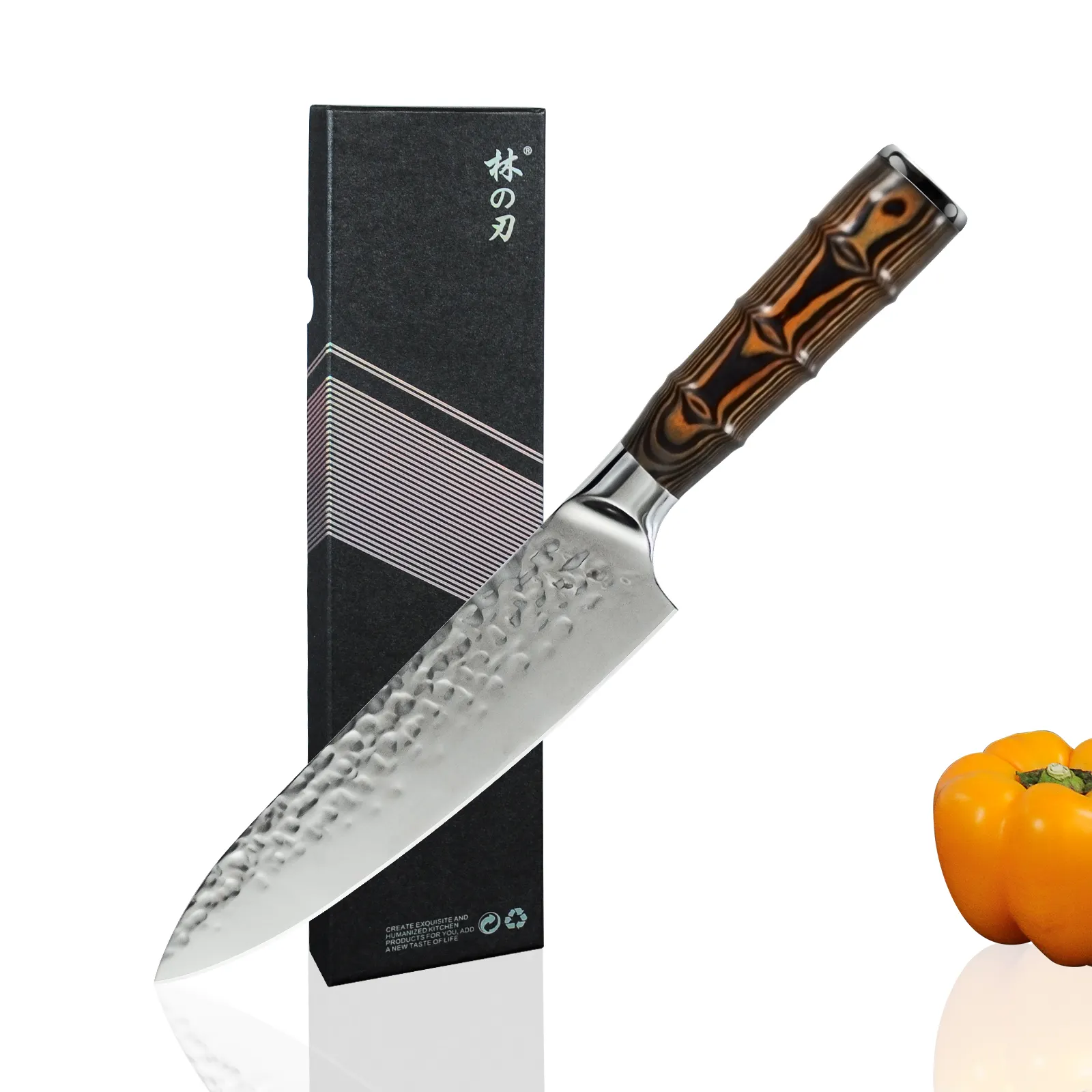 Rofessional-cuchillos de acero inoxidable con caja de regalo, 20cm