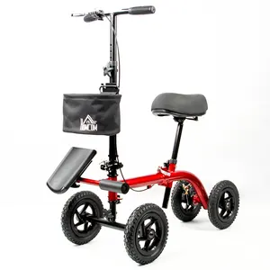 도매 장착 무릎 워커 스쿠터 rollator 4 바퀴 스틸 프레임 장착 야외 의료 접이식 무릎 워커